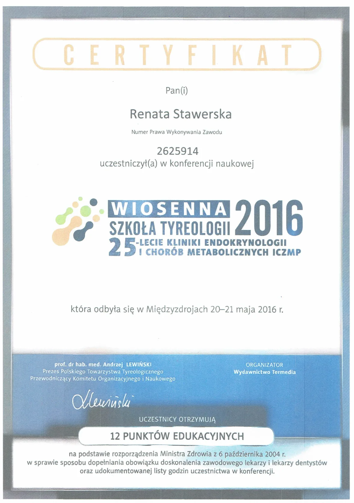 Certyfikaty prof Renata Stawerska 05