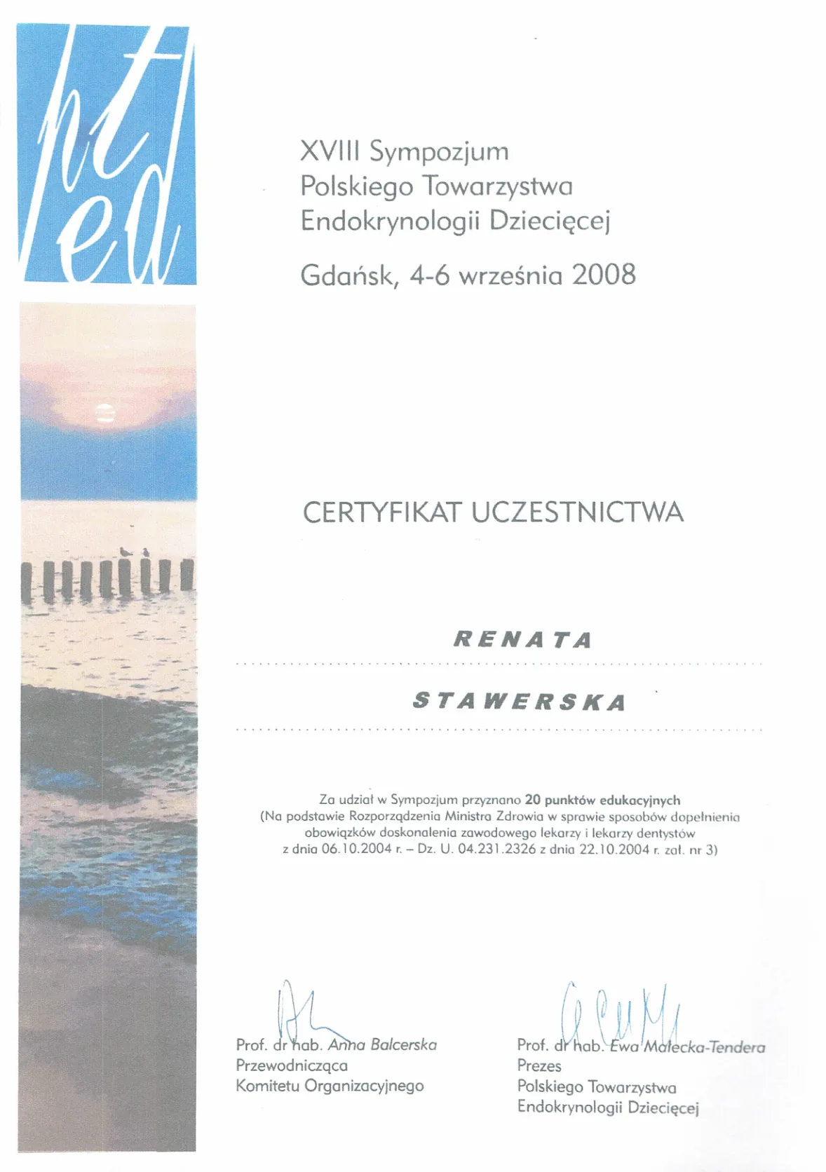 Certyfikaty prof Renata Stawerska 11