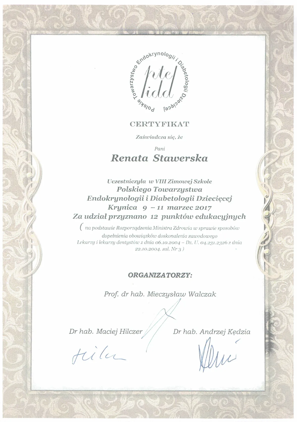 Certyfikaty prof Renata Stawerska 13