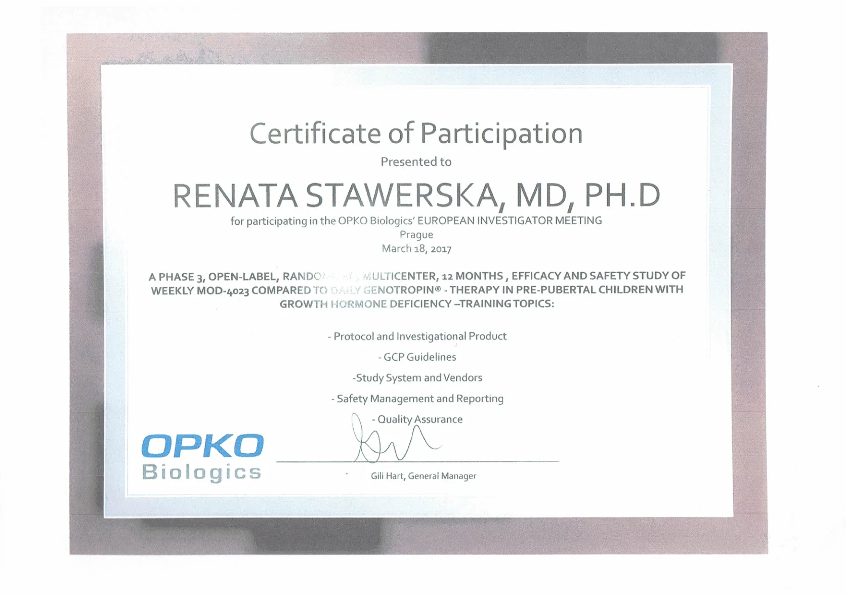 Certyfikaty prof Renata Stawerska 14