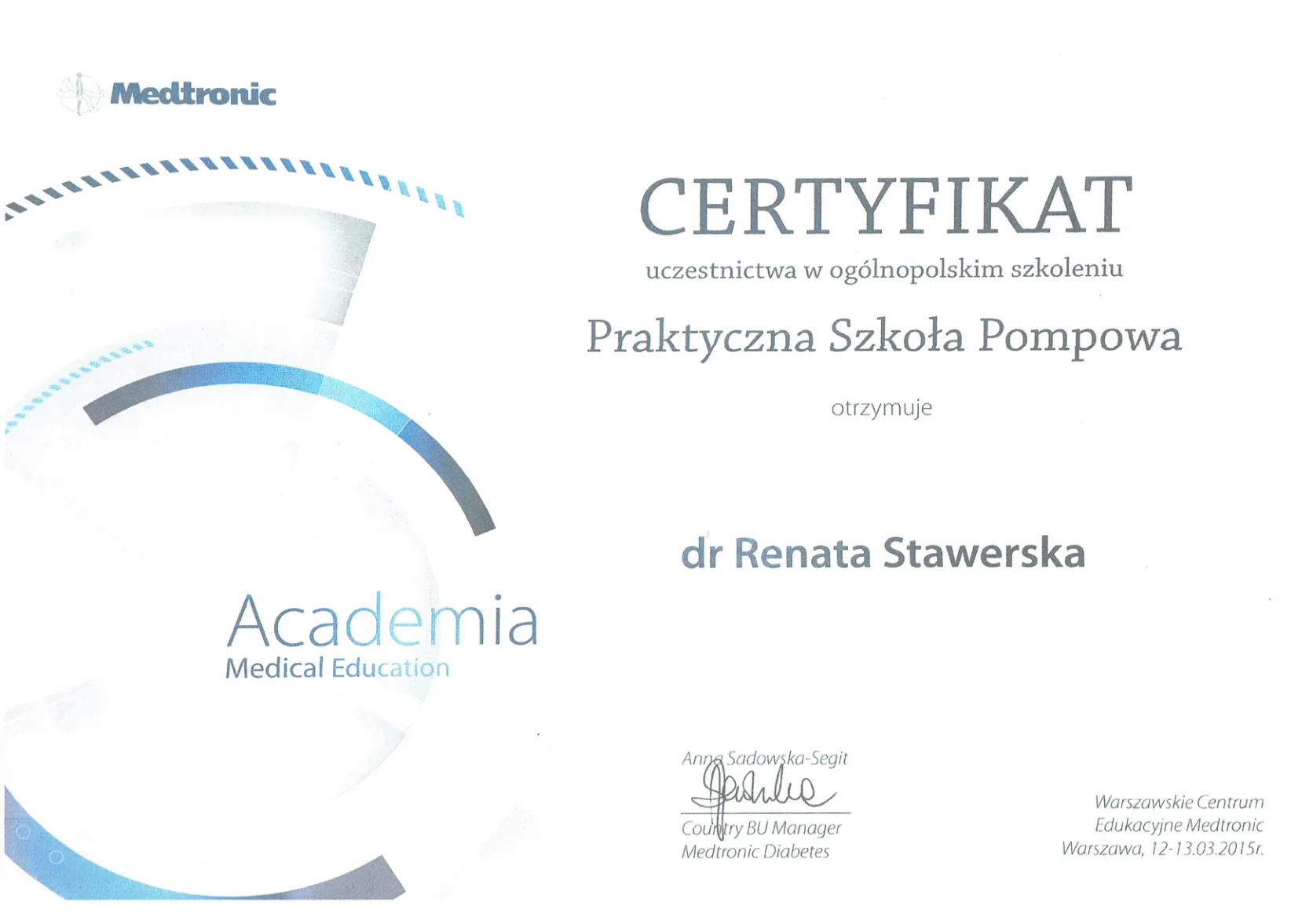 Certyfikaty prof Renata Stawerska 16