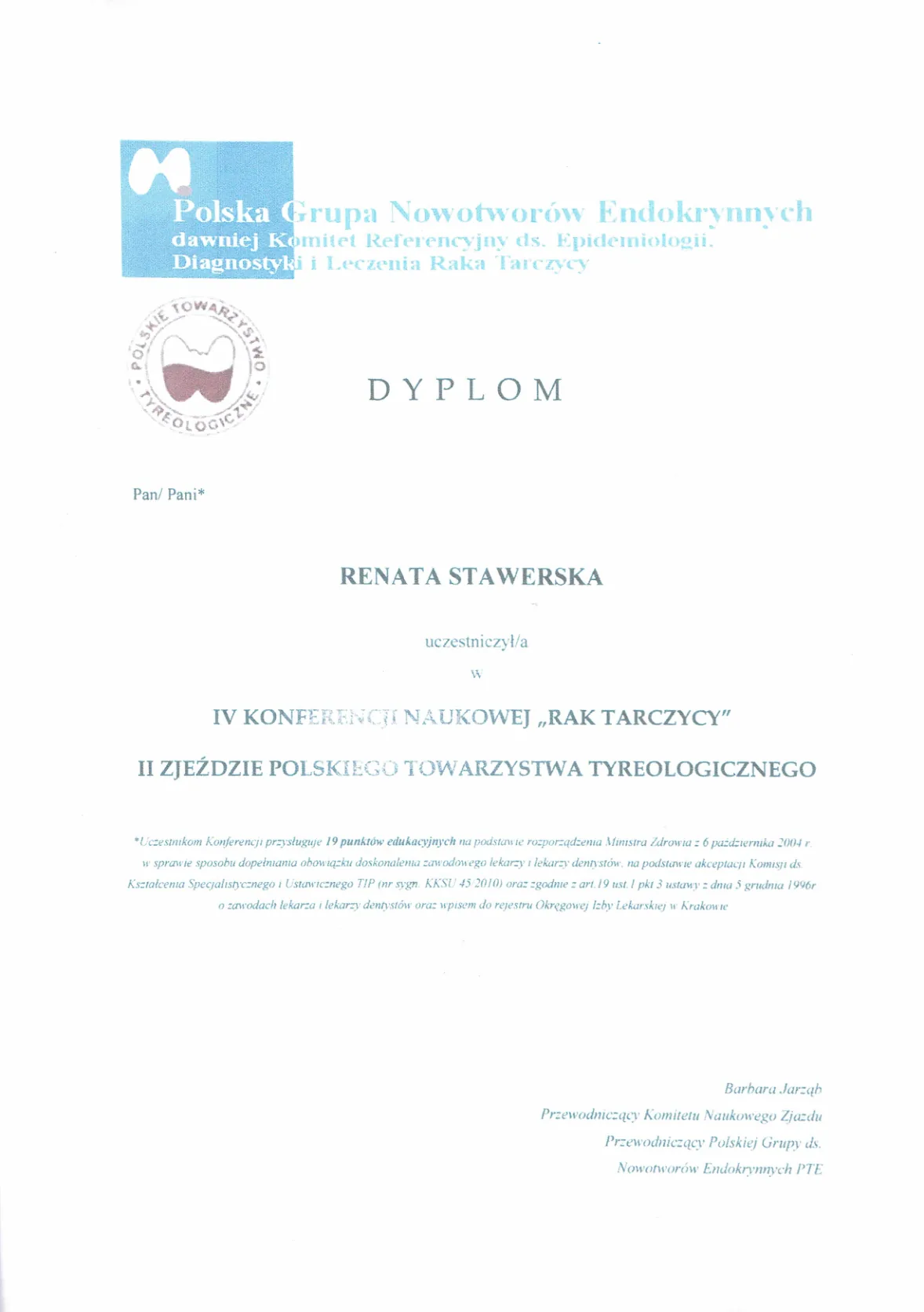 Certyfikaty prof Renata Stawerska 19