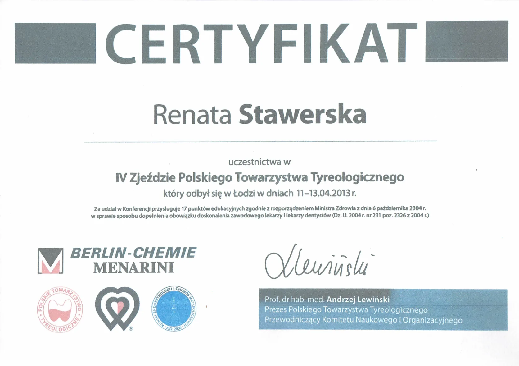 Certyfikaty prof Renata Stawerska 25