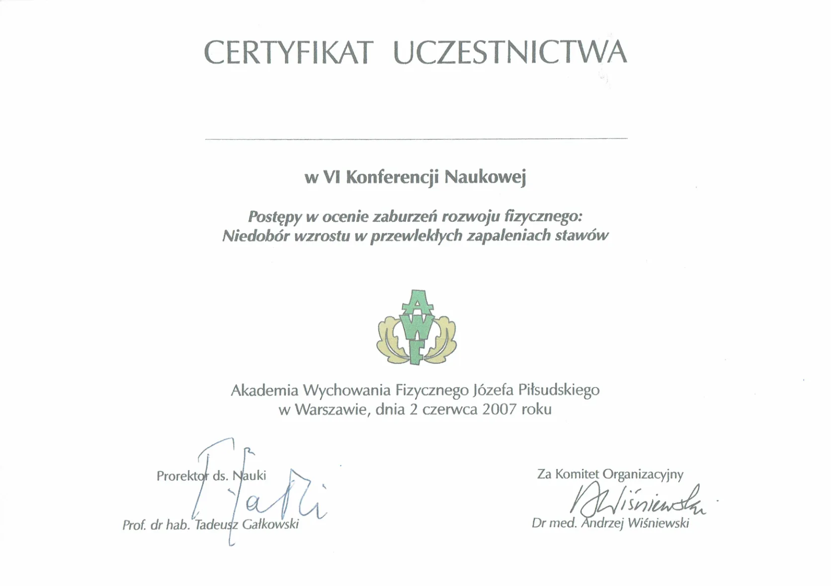 Dyplomy certyfikaty prof Renata Stawerska 11