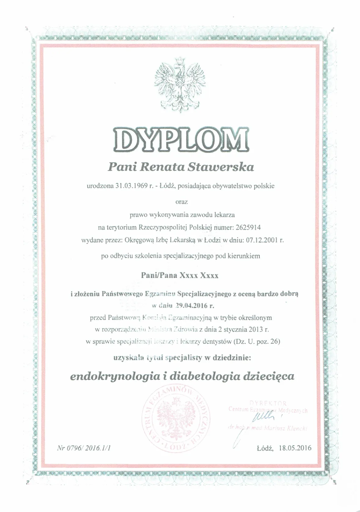 Dyplomy certyfikaty prof Renata Stawerska 17