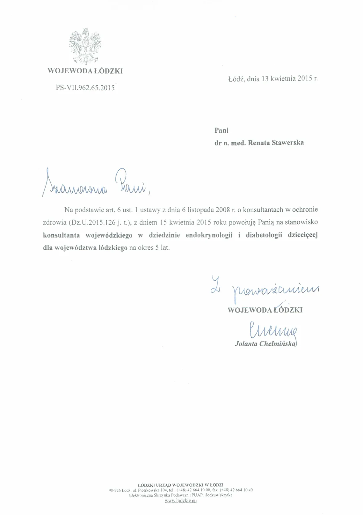 Dyplomy certyfikaty prof Renata Stawerska 20