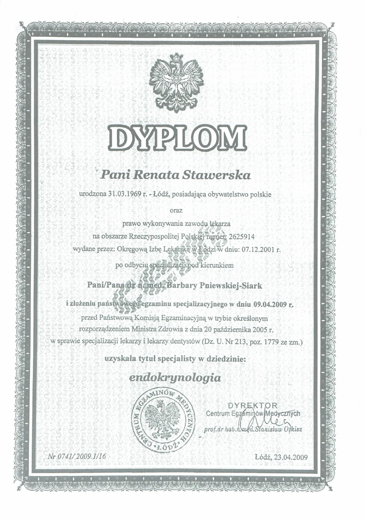 Dyplomy certyfikaty prof Renata Stawerska 21