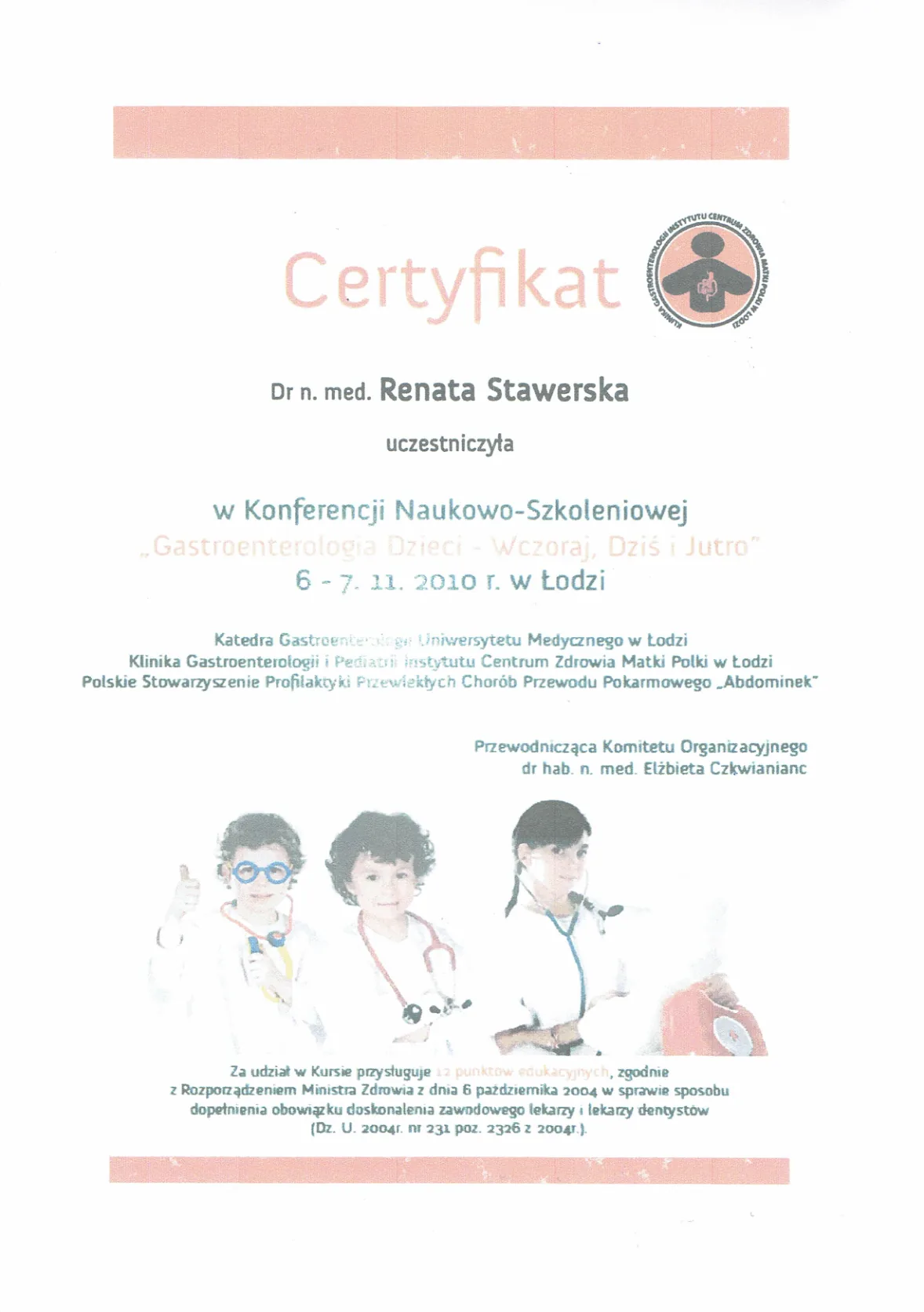 Dyplomy certyfikaty prof Renata Stawerska 24