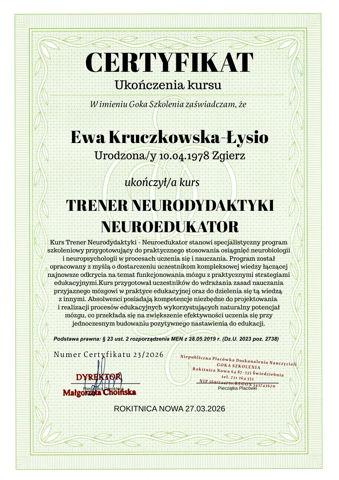 TRENER NEURODYDAKTYKI NEUROEDUKATOR 2026 03
