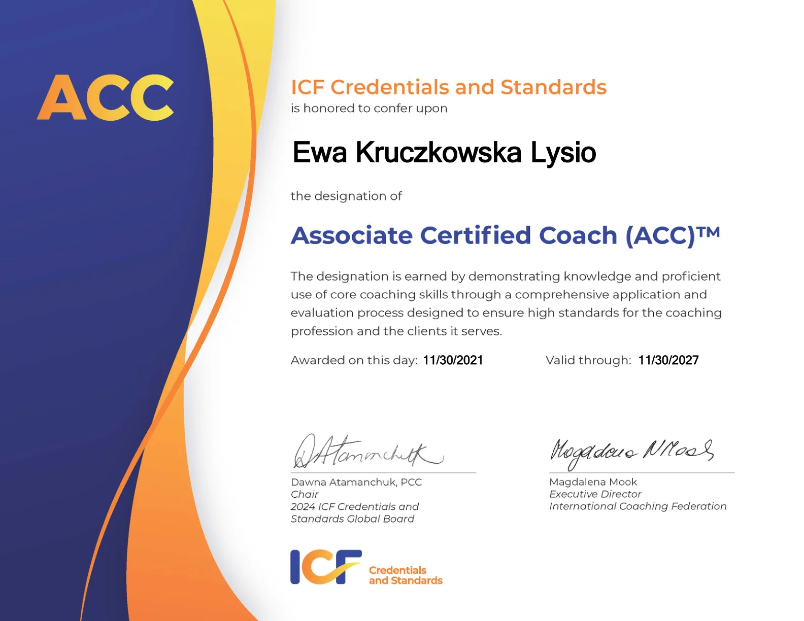 certyfikat ICF 2024