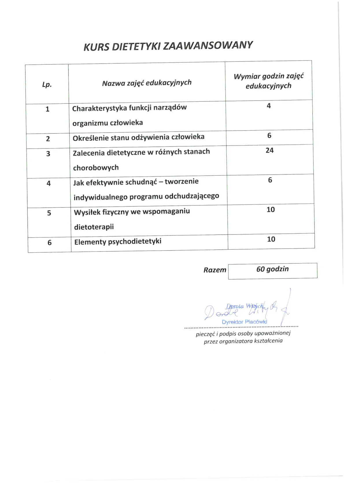 6. Zaświadczenie nr 210.2021 ukończenia KURS DIETETYKI ZAAWANSOWANY Akademia Dietetyki Łódź 27.06.2021r. 02